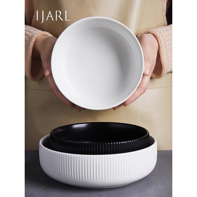 Bát đĩa sứ vân sọc trắng/ đen Cruise, dùng máy rửa bát - Sứ cao cấp phong cách Bắc Âu