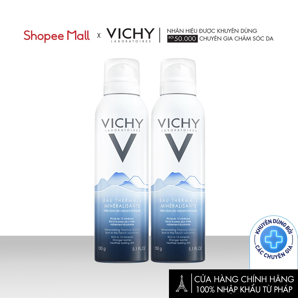 Bộ 2 nước khoáng dưỡng da Vichy Mineralizing Thermal Water 150ml x2