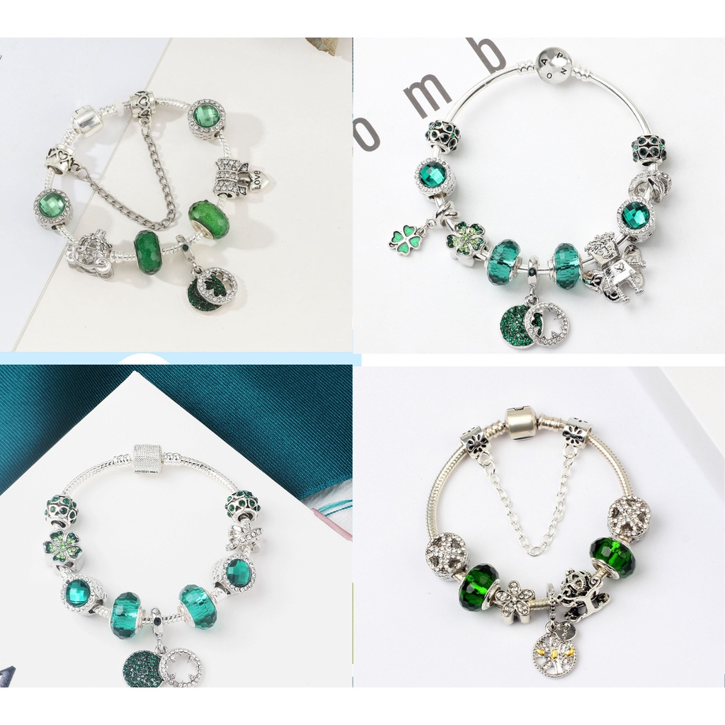 Vòng charms treo cỏ 4 lá xanh lá may mắn nhiều mẫu