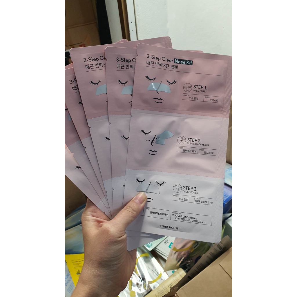 Miếng Dán Lột Mụn Etude 3 Step Clear Nose Kit