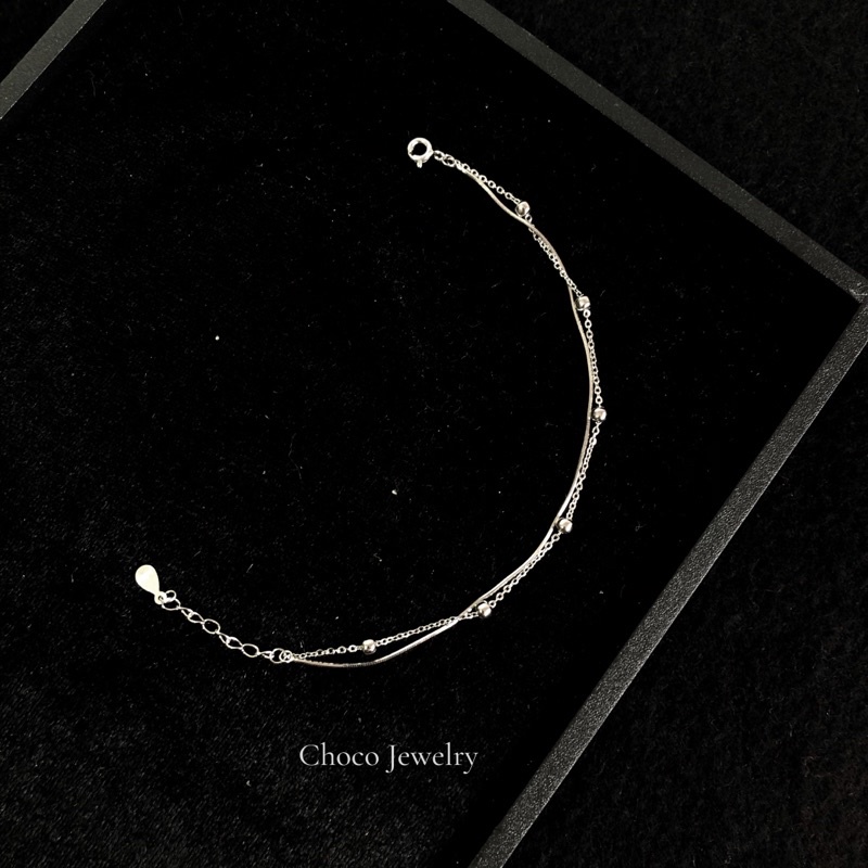 Vòng tay bạc đôi bi nhỏ Choco Jewelry