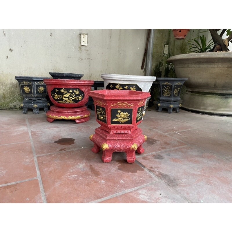 Khuôn đúc chậu lục giác 25 hoạ tiết sen trúc nhựa Abs ,99@