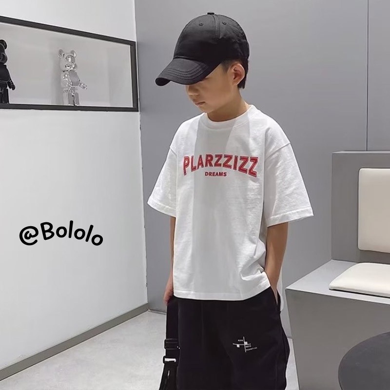 Bololo Áo Thun Tay Ngắn Cổ Tròn Dáng Rộng Thời Trang Mùa Hè Cho Bé Trai