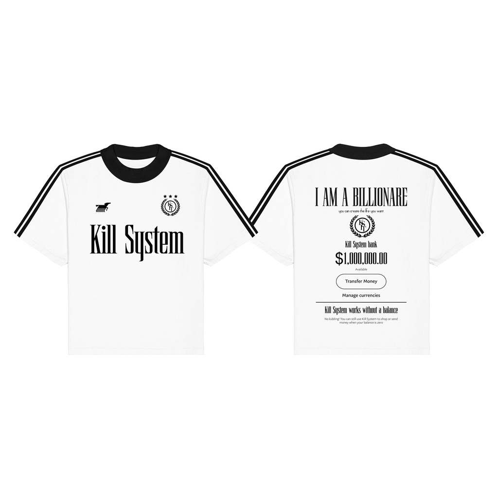 Áo thun Killsystem form fit Chaebol màu trắng nam nữ chất vải cotton