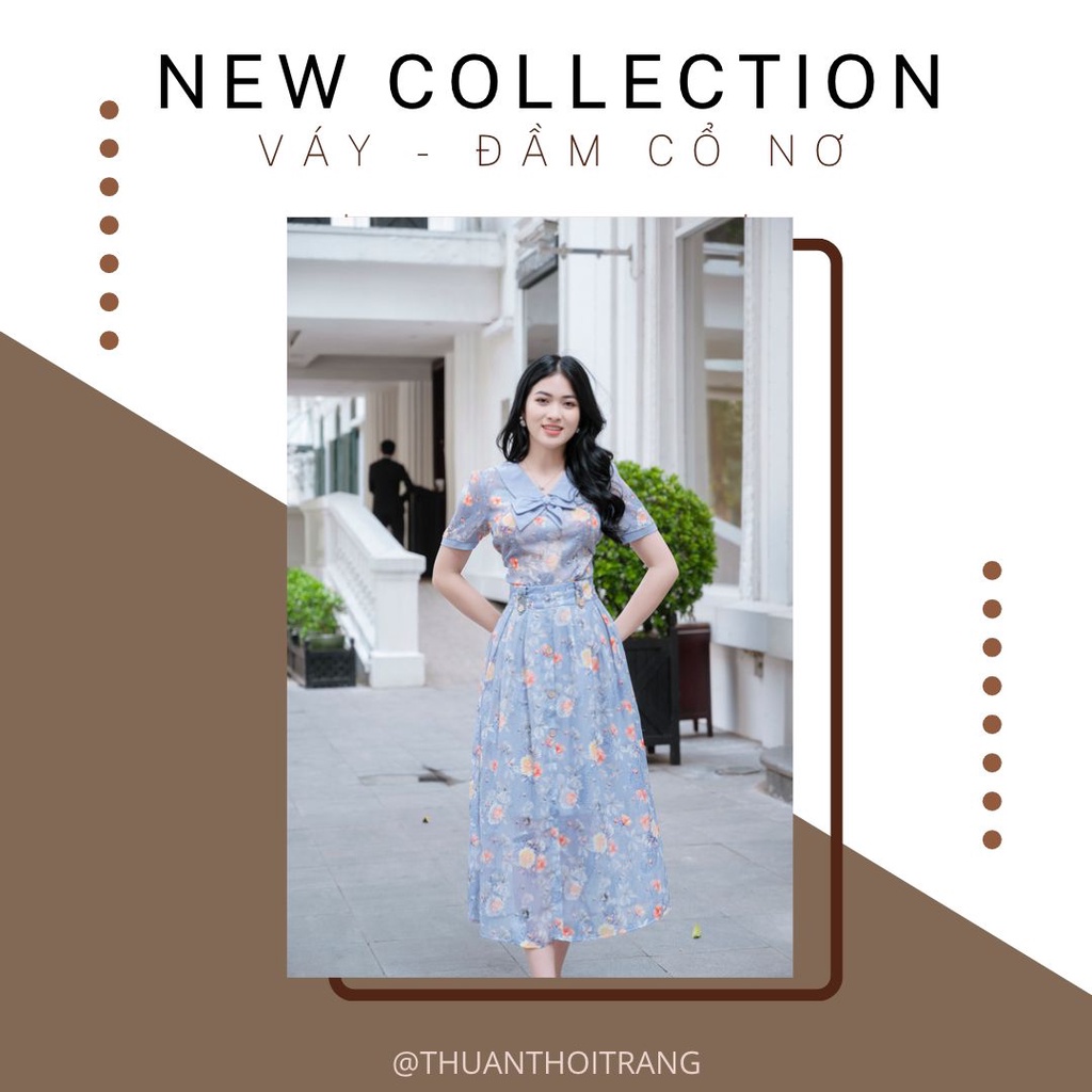 Váy Nữ Cổ Nơ HANERI Thiết Kế Dáng Dài Xòe Tay Lỡ Thắt Eo Cho Nữ Đi Chơi, Đi Dự Tiệc 2 MÀU N01 | BigBuy360 - bigbuy360.vn
