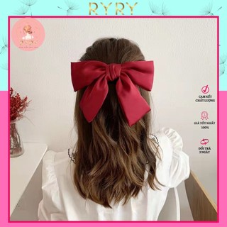 Kẹp Tóc Đính Nơ Chất Lụa Satin Mềm Nhiều Màu HOT TREND