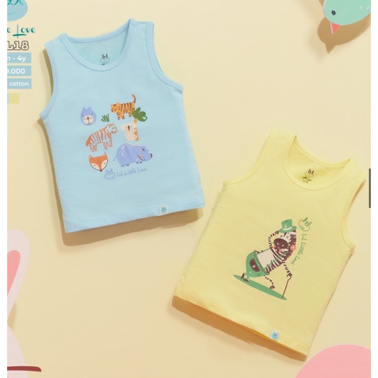 Set 2 áo ba lỗ cotton mềm, mát cho bé Little Love