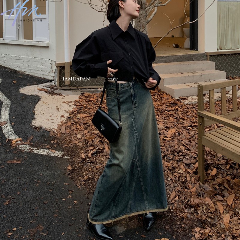 Chân Váy Denim Lưng Cao Dáng Ôm Thời Trang Mùa Hè 2023 Dành Cho Nữ