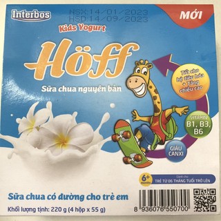 Sữa Chua Hoff Cho Bé 4 Vị[dâu tây , táo , nguyên bản , chuối]