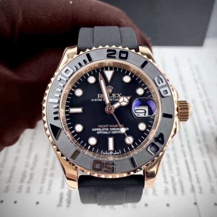 Đồng Hồ Nam Rolex Yacht-Master Đẳng Cấp Sang Trọng, Đồng Hồ Máy Cơ Dây Da Cao Cấp Cùng Mặt Kính Kháng Nước Chống Xước