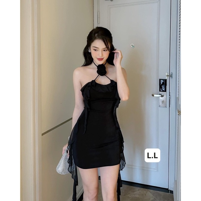 Đầm Ôm Body Bèo Tua Rua Đính Hoa Quyến Rũ