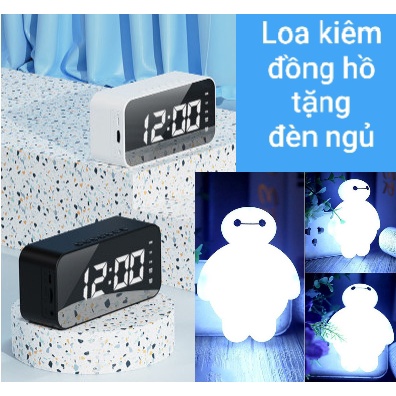 Loa bluetooth đồng hồ, loa mini không dây nghe nhạc làm đèn ngủ màn hình soi gương