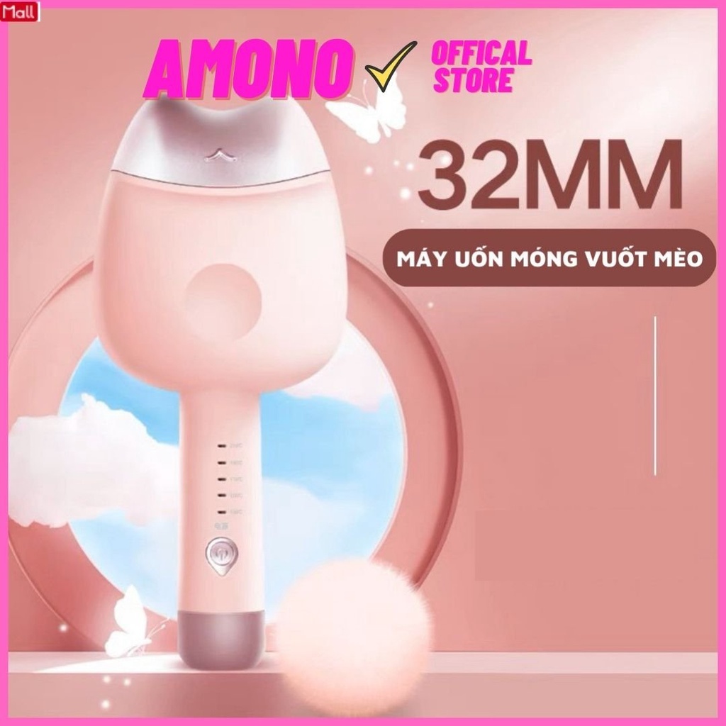 Máy uốn xoăn sóng hippie size 32mm không hại tóc，Máy bấm tóc hình móng vuốt mèo dễ thương，gợn nước chống bỏng