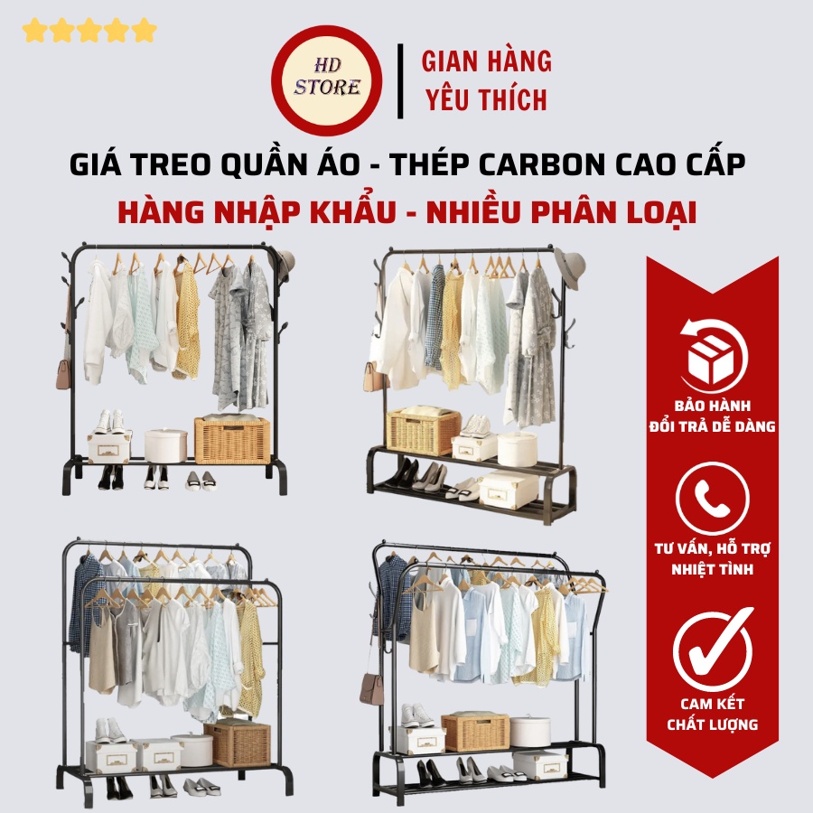 ✅ HÀNG NHẬP KHẨU ✅ Giá Treo Quần Áo Thép Carbon Sơn Tĩnh Điện - NHIỀU PHÂN LOẠI