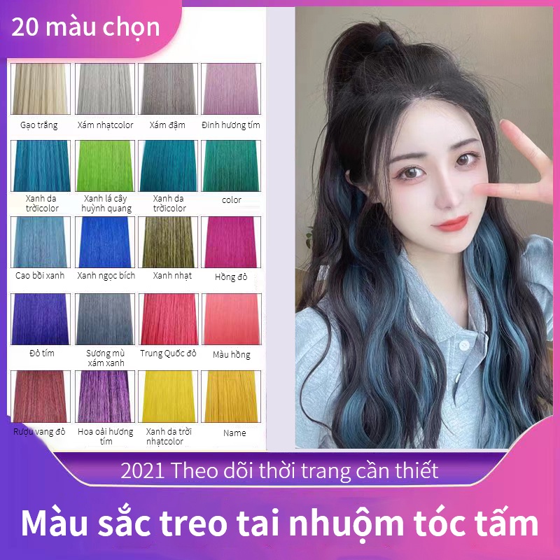 Tóc line dán làn từ sợi protein, Tóc giả đẹp tóc kẹp dài thẳng light 65cm lọn nhiều màu phong cách Hàn Quốc Galistore