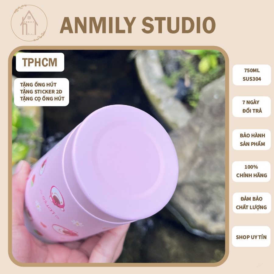 Cốc giữ nhiệt LOTSO 750ml ANMILY CUP cao cấp SUS304 có ống hút kèm theo tặng kèm cọ ống hút| ANMILYSTUDIO