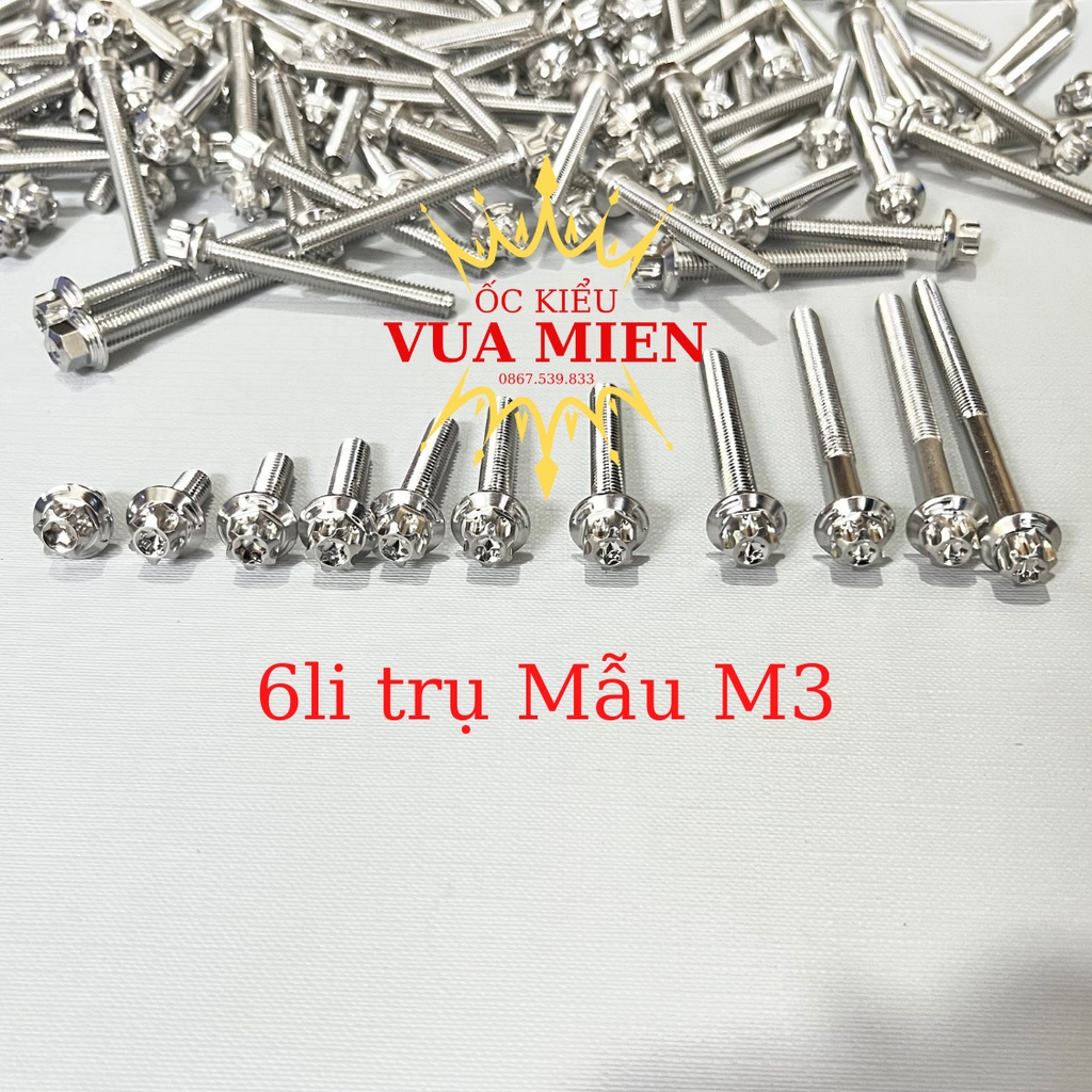 Ốc 6li trụ Inox 304 mẫu Thái và mẫu M3
