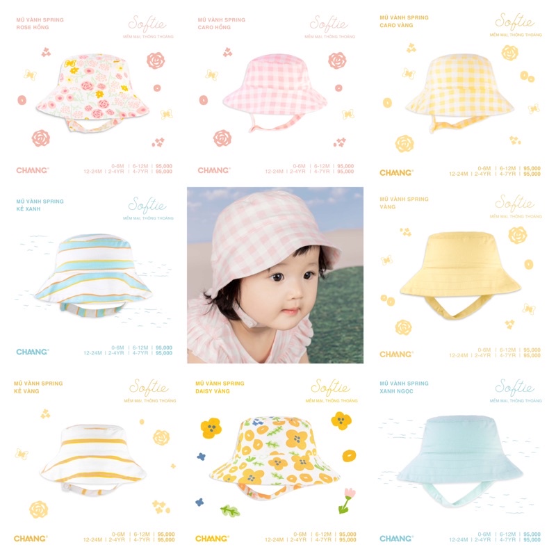 Chaang mũ vành nhiều màu sắc cho bé Spring SS2023D02