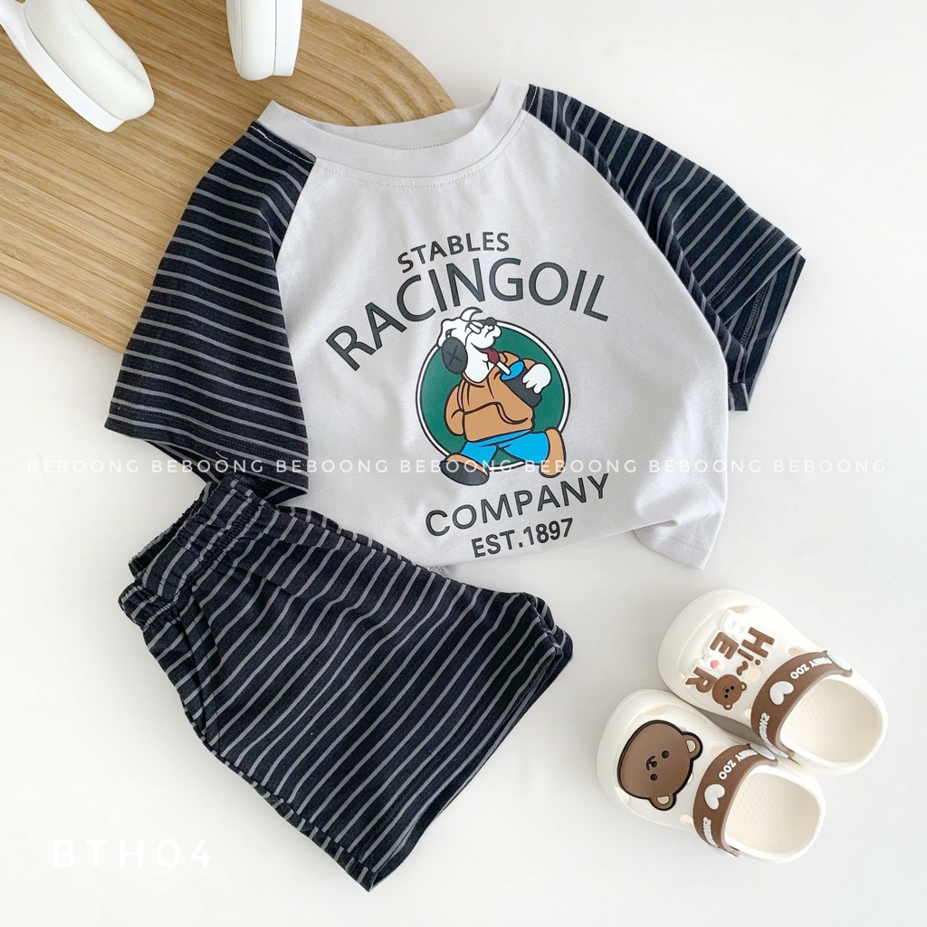 Bộ RaCilGol phối kẻ siêu xinh cotton mềm mịn thấm hút 4 màu . 9-23kg BTBG-PITUPI-BEBOONG-MS 23.025