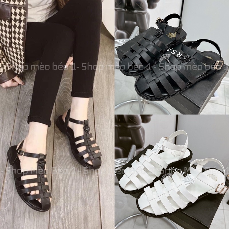 Sandal giọ vs tag đen đế bằng fullbox