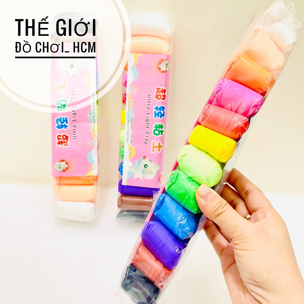 [BỔ ÍCH- LOẠI 1]Đồ chơi trẻ em đất sét nhật tự khô - lốc 12 màu dành cho các bé học thủ công, giúp bé thỏa sức sáng tạo.