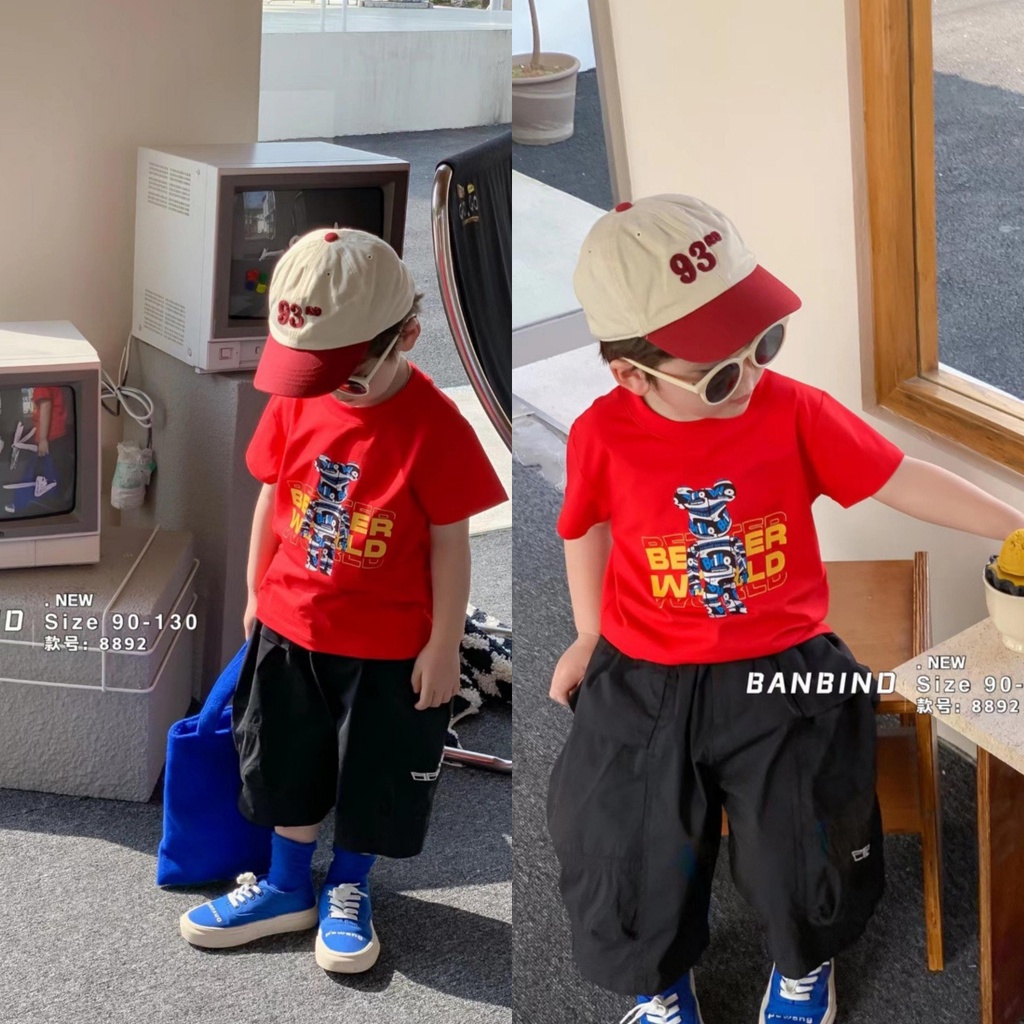 Áo thun bé trai size nhí Banbino 07-16kg áo cộc tay cho bé cao cấp chất thun lạnh co giãn thoải mái thời trang qate