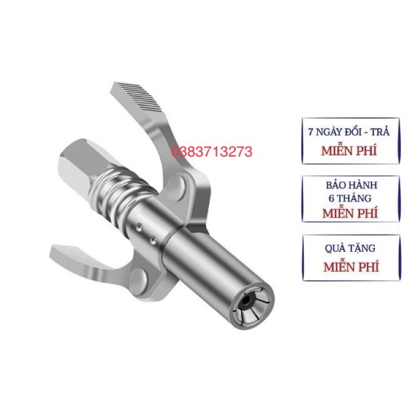 Đầu bơm mỡ bò bôi trơn áp suất cao dạng 2 kẹp khóa tiện dụng, 6 chấu