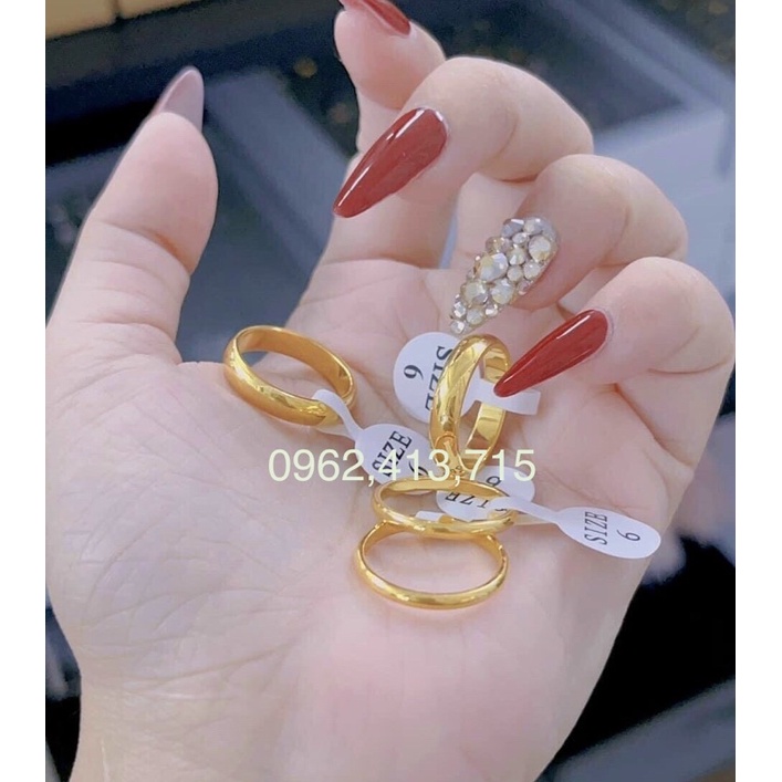 Nhẫn trơn 5 phân , nhẫn trơn 1 chỉ mạ vàng 24 cao cấp