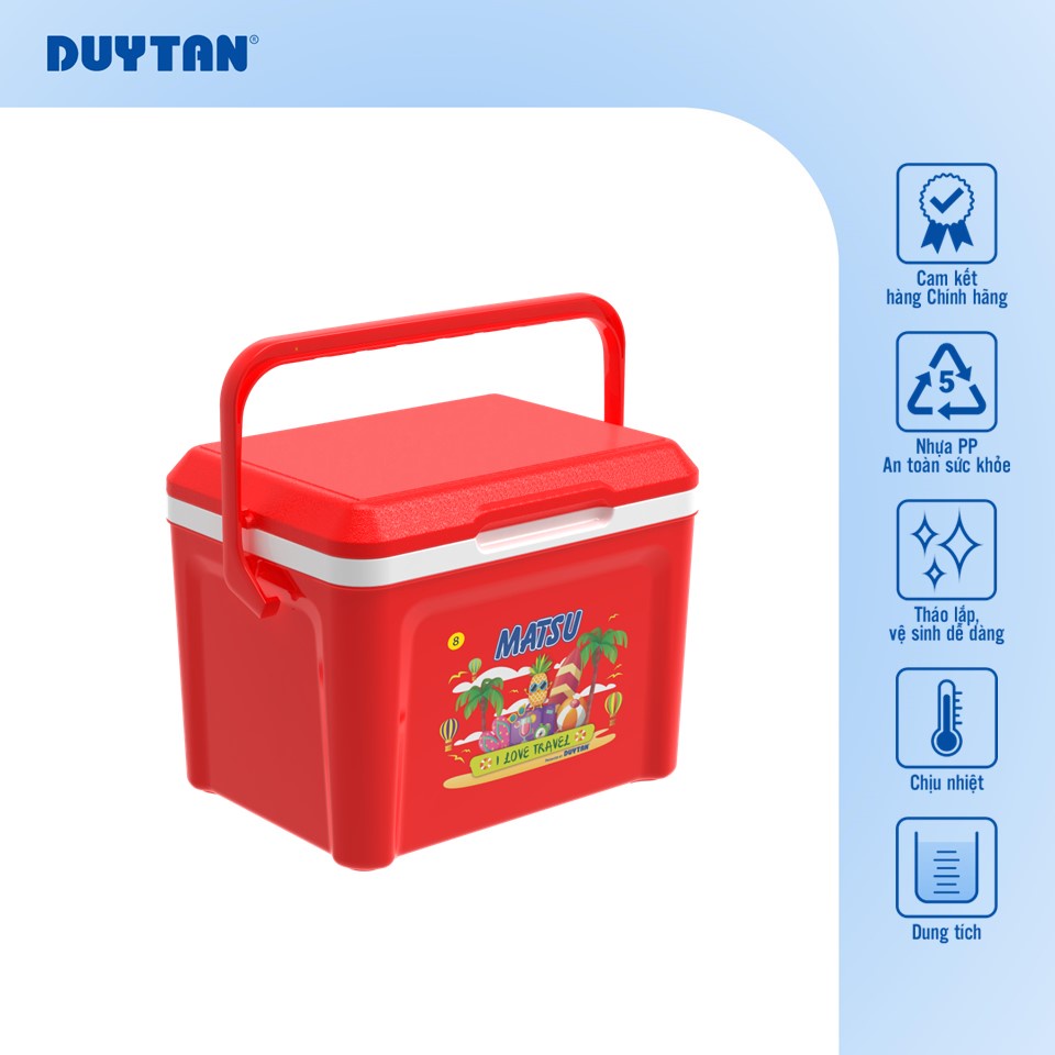 Thùng đá nhựa Duy Tân kiểu dáng vuông nhỏ gọn dung tích 8 lít