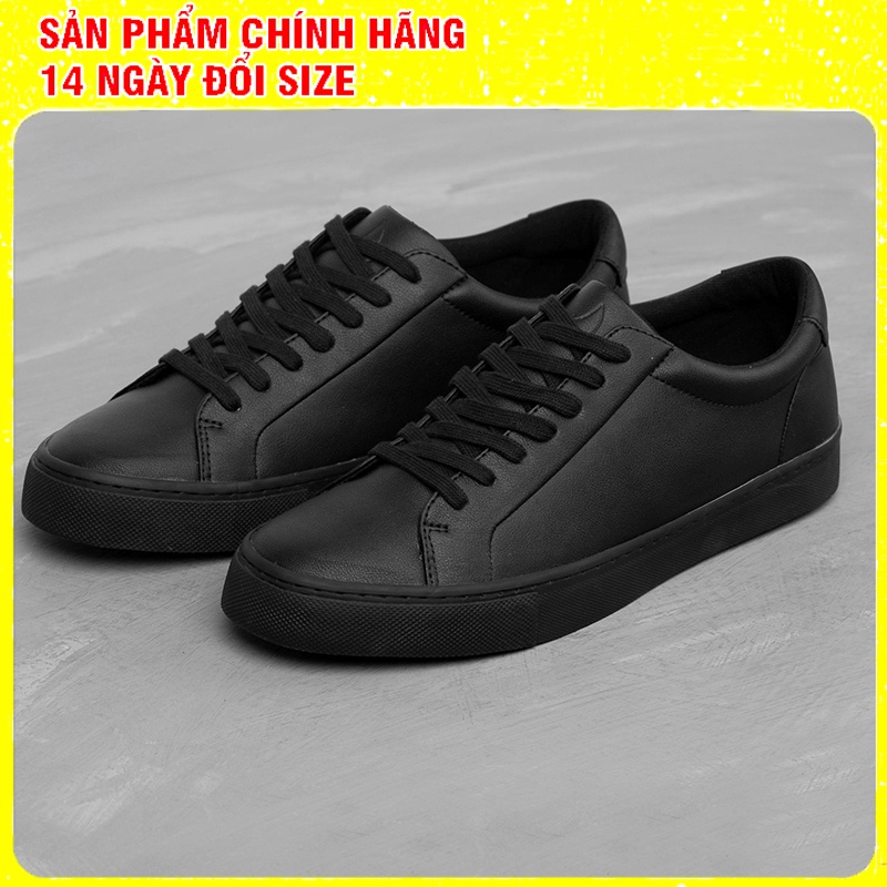 Giày Cặp Đôi Couple Nam Nữ Sneaker Da Cao Cấp Full Đen Cá Tính Sang Trọng D20 BLACK-WOW Giày Da Bò Nappa