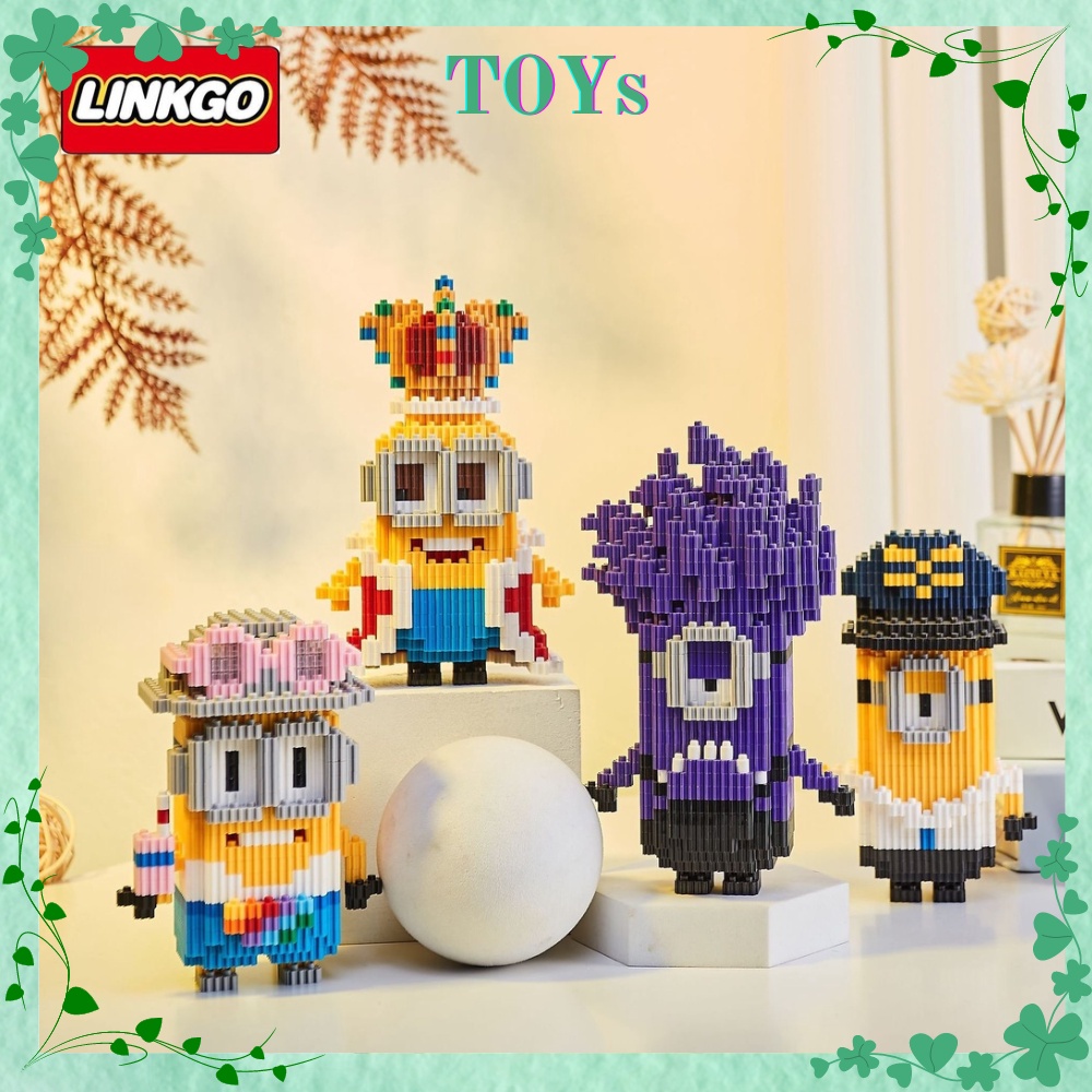 Đồ chơi lắp ráp Minion Hoàng Gia đáng yêu, Mô hình lắp rpas 3D LINKGO Nanoblocks