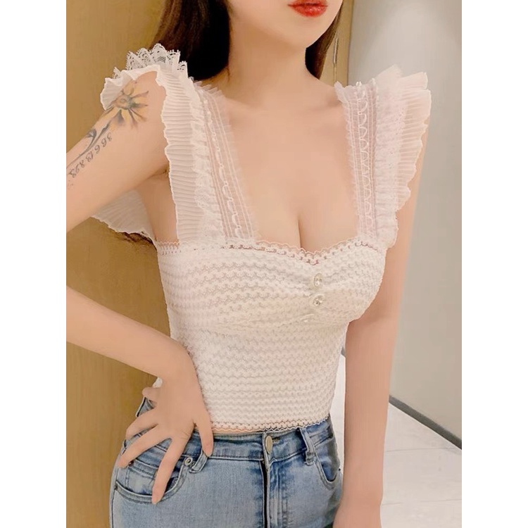 Áo cổ vuông bèo nhún vai Miyours Fashion & More BR515 không gọng, kèm đệm mỏng phong cách nhẹ nhàng quyến rũ