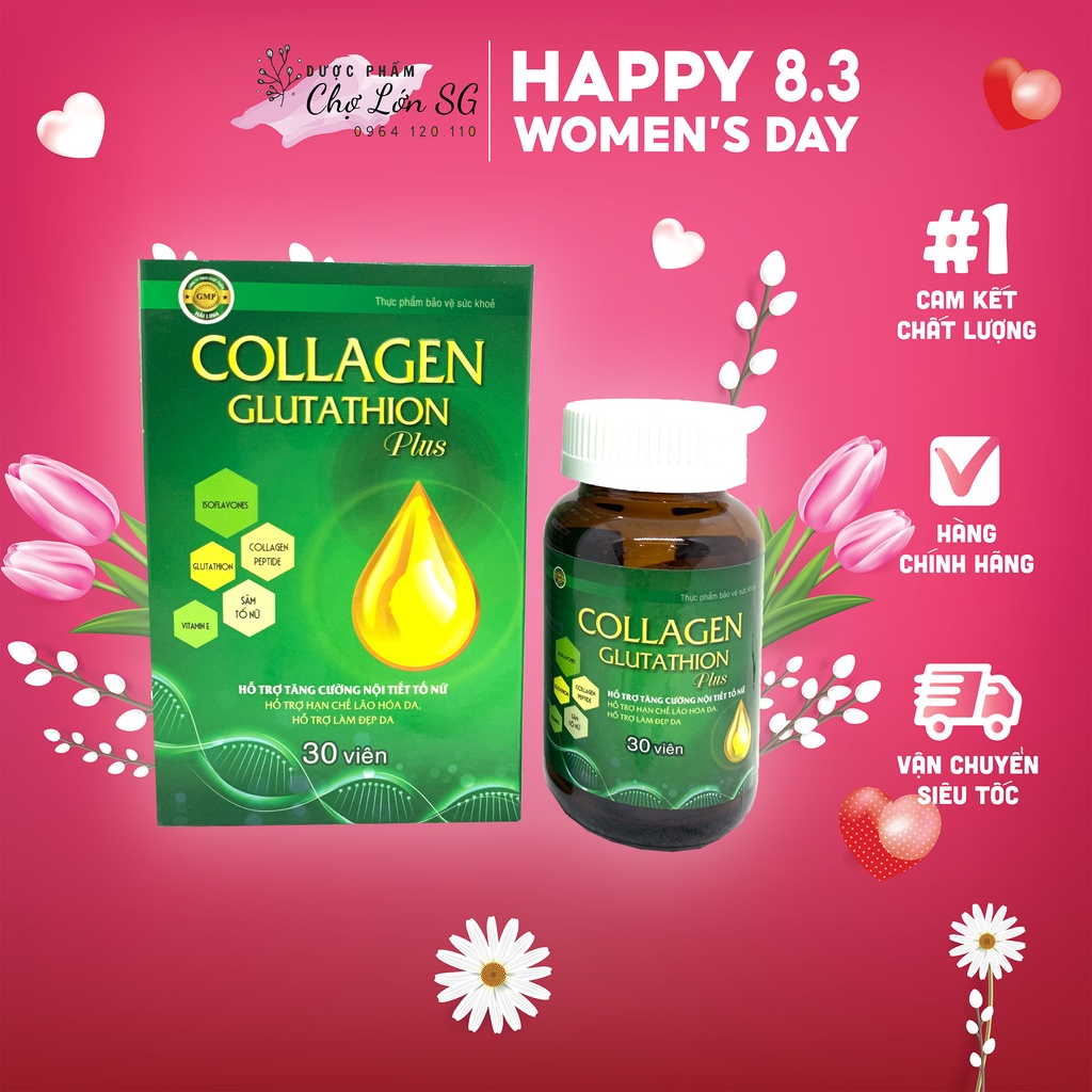 [CHÍNH HÃNG] Viên uống đẹp da Collagen Glutathion Plus chiết xuất mầm đậu nành - Hộp 30 viên