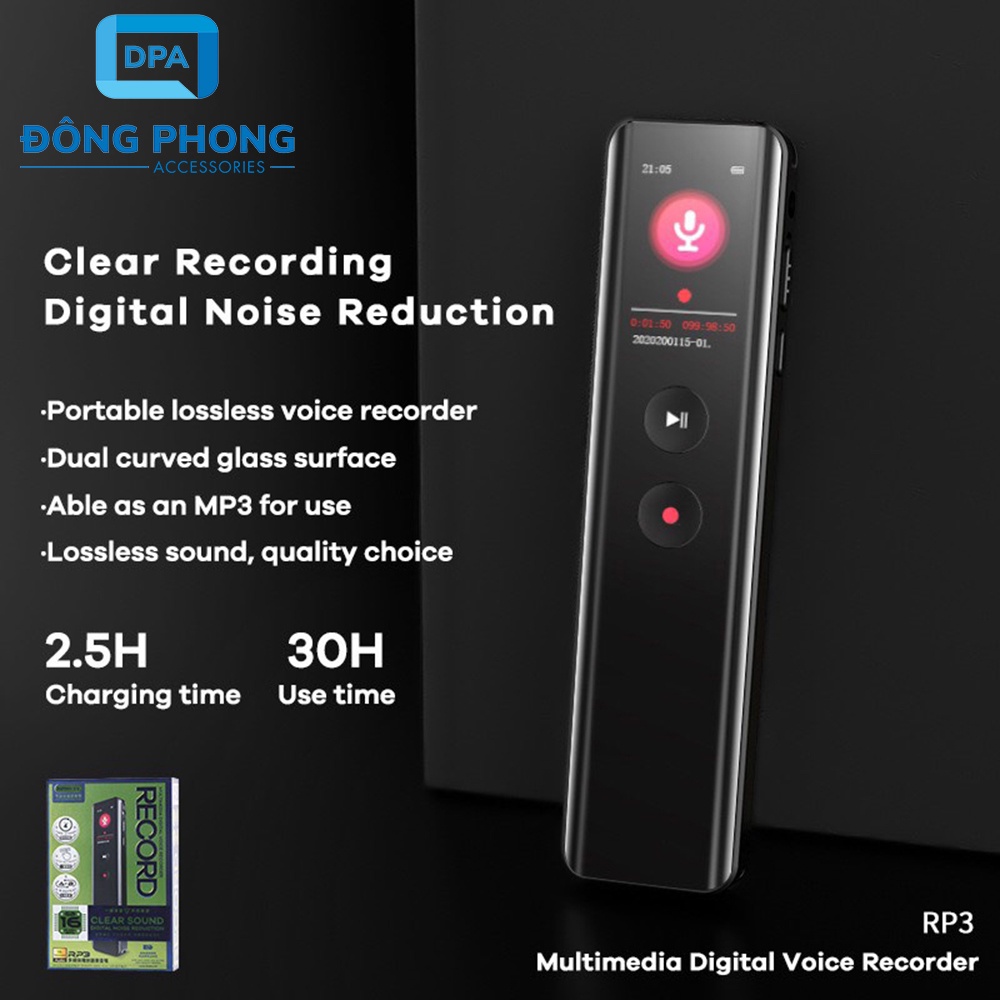Máy Ghi Âm Remax RP3 Voice Recorder Chính Hãng