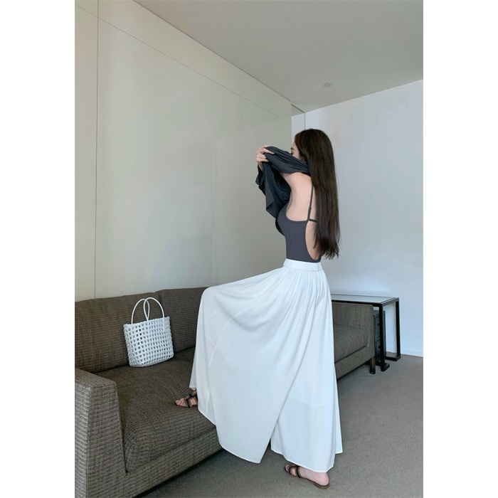 Áo Hai Dây + Quần Ống Rộng Lưng Cao Phong Cách Retro