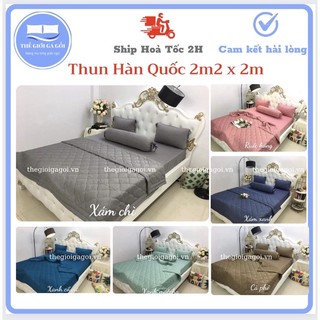 Bộ ga giường 2m và 2m2 Thun lạnh Hàn Quốc trơn 1 màu 4 món mát lạnh cao cấp