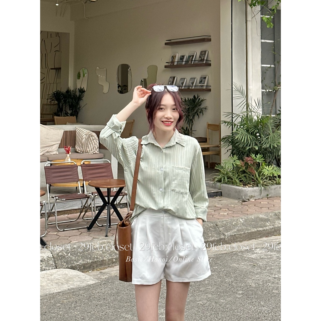 Áo sơ mi đũi gân vạt tôm nhiều màu - A232