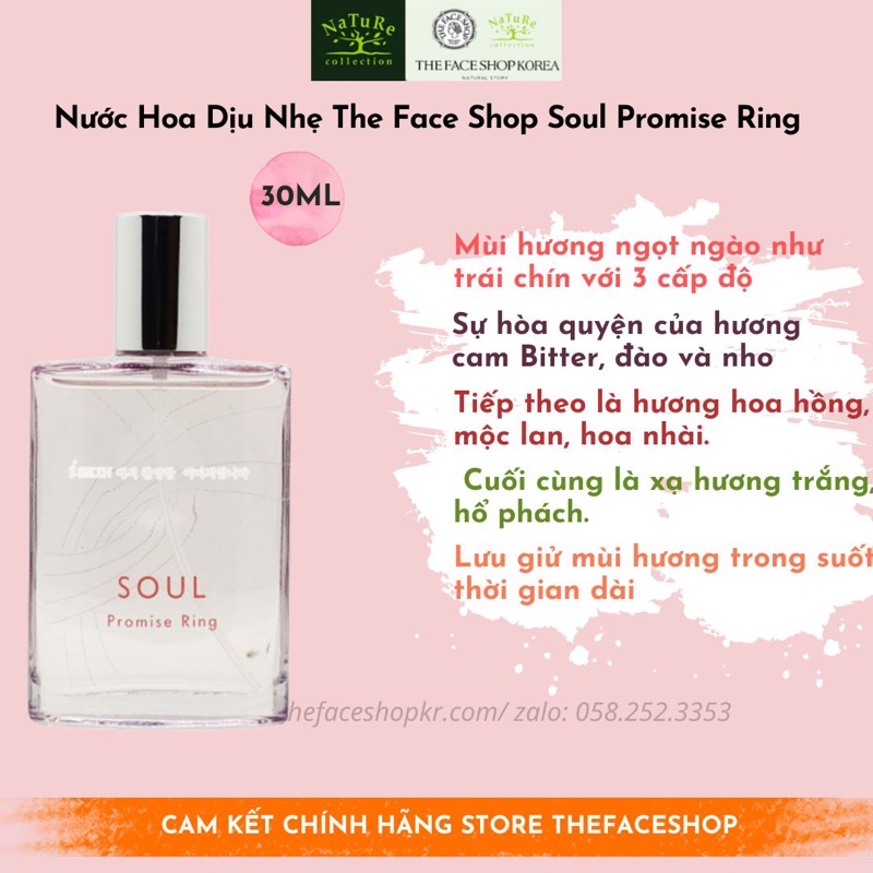 Nước hoa hương thơm nhẹ nhàng nữ tính cuốn hút The Face Shop Soul Promise Ring 30ml