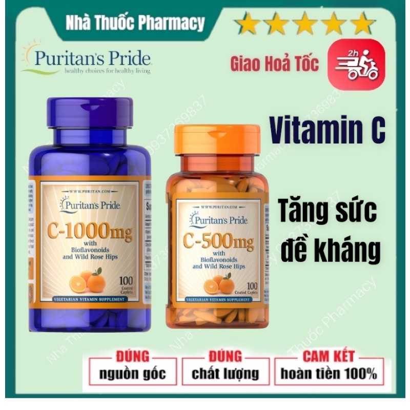 Viên Bổ Sung Vitamin C 500mg - 1000mg Puritan's Pride 100 viên