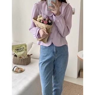 Áo sơmi lụa cổ sen