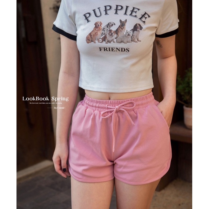 Quần đùi nữ lưng chun chất liệu cotton mềm COMICHOUSE