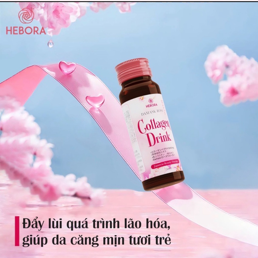 Nước uống Hebora Collagen Drink 50ml Nhật Bản Set 10 lọ Phiên Bản Mới Nhất hàng chính hãng