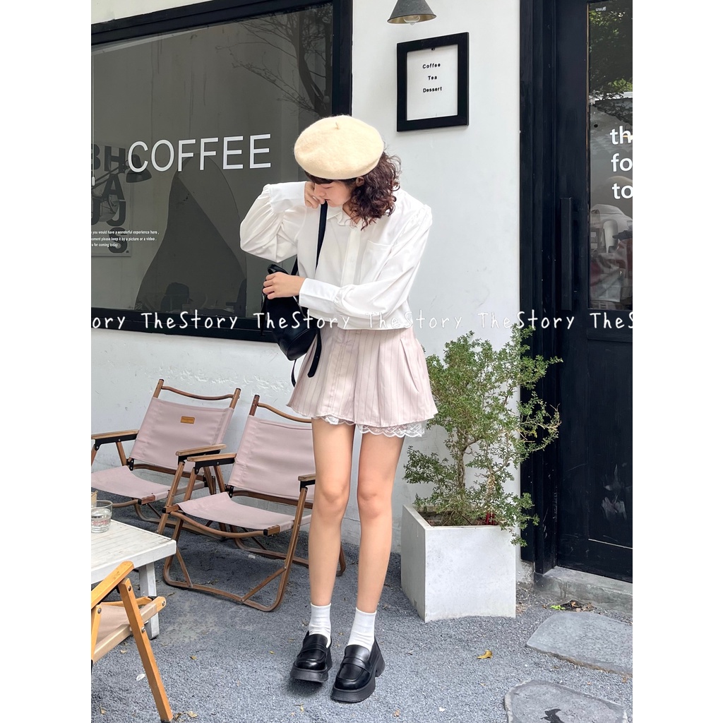 Áo sơ mi crop top tay bồng  A2777