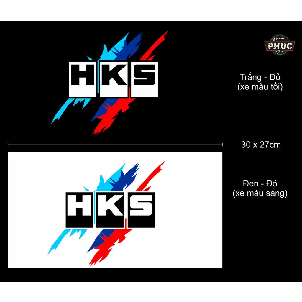 Bộ 2 tem dán sườn xe hơi mẫu HKS hoặc dán trang trí theo sở thích