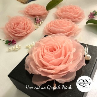 Hoa cài áo handmade, hoa cài áo vải voan hàn cao cấp, đường kính 9cm - hoa cài áo quỳnh ninh