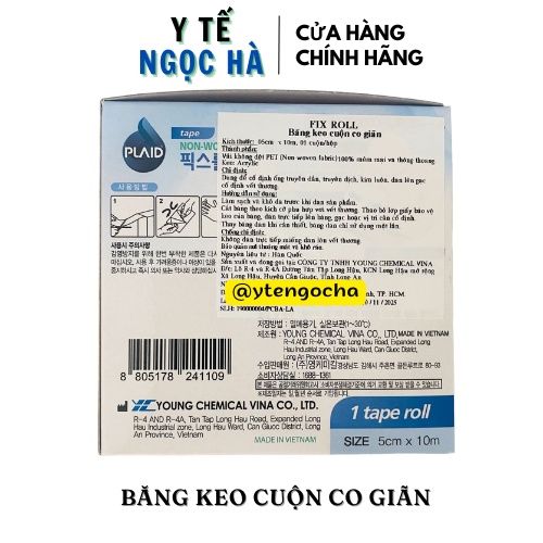 Băng Keo Cuộn Co Giãn Tape Roll/ Fix Roll 5cmx10m, Băng keo y tế an toàn cho da, dính th.u.ốc đông y