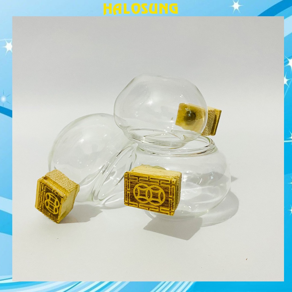 Cóng chim Halosung cóng chào mào chất liệu thủy tinh cao cấp họa tiết siêu đẹp (Đủ bộ) PK141