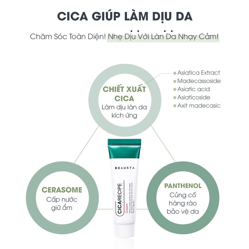 Kem Dưỡng Ẩm Chiết Xuất Rau Má Beausta Cicarecipe Cream Minisize 15ml