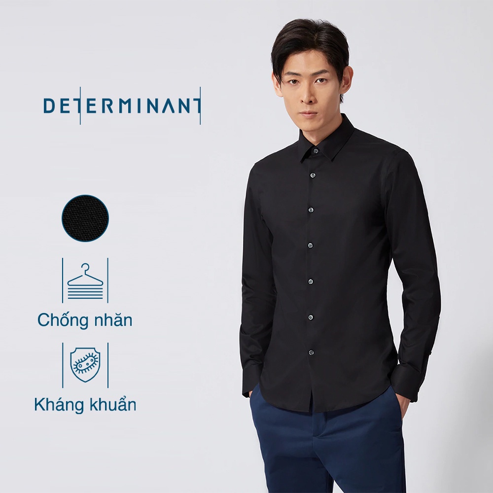 Áo sơ mi nam tay dài Cotton kháng khuẩn thấm hút tốt thương hiệu Determinant - màu Đen [SS02]