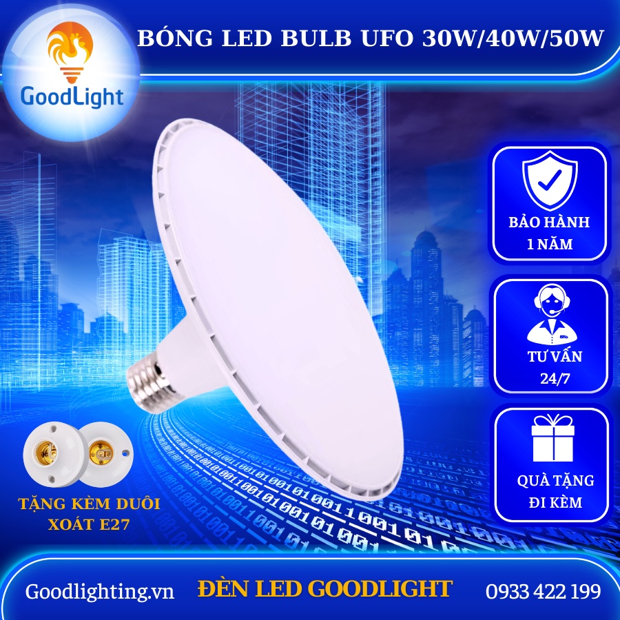 Bóng Đèn Led Bulb UFO Đuôi Đèn E27 Tháo Rời Được Siêu Sáng, Góc Chiếu Rộng, Chiếu Sáng Nhà Cửa, Trang Trí
